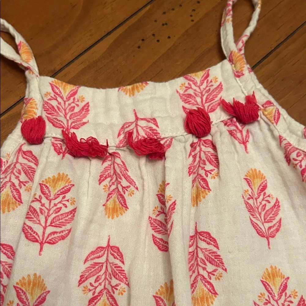 Old Navy Cream Jumpsuit with Pink and Yellow Leaf Print